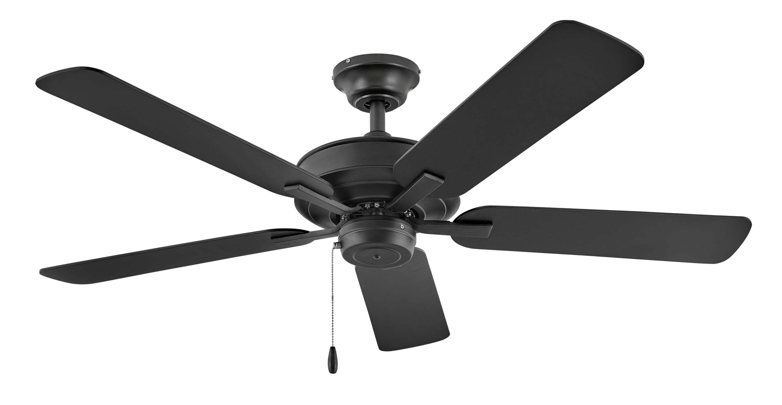 Hinkley Metro 52" Indoor/Outdoor Dual Mount Ceiling Fan - Flush Mount or Suspended by 4.5" Down Rod, Reversible Wooden Fan Blades - Matte Black -