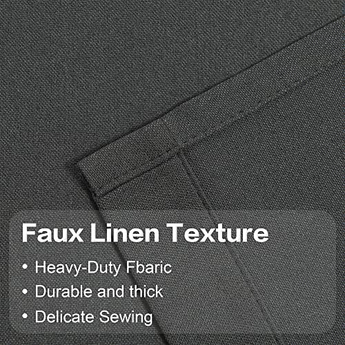 Size 50x102 Color Charcoal Grey 100% Blackout Linen Curtains 102 Inches Long 2 Panels for Bedroom,Modern Village Full Black Out Room Darkening Thermal Insulated Window Curtain Panels W50 x L102 Inch Length