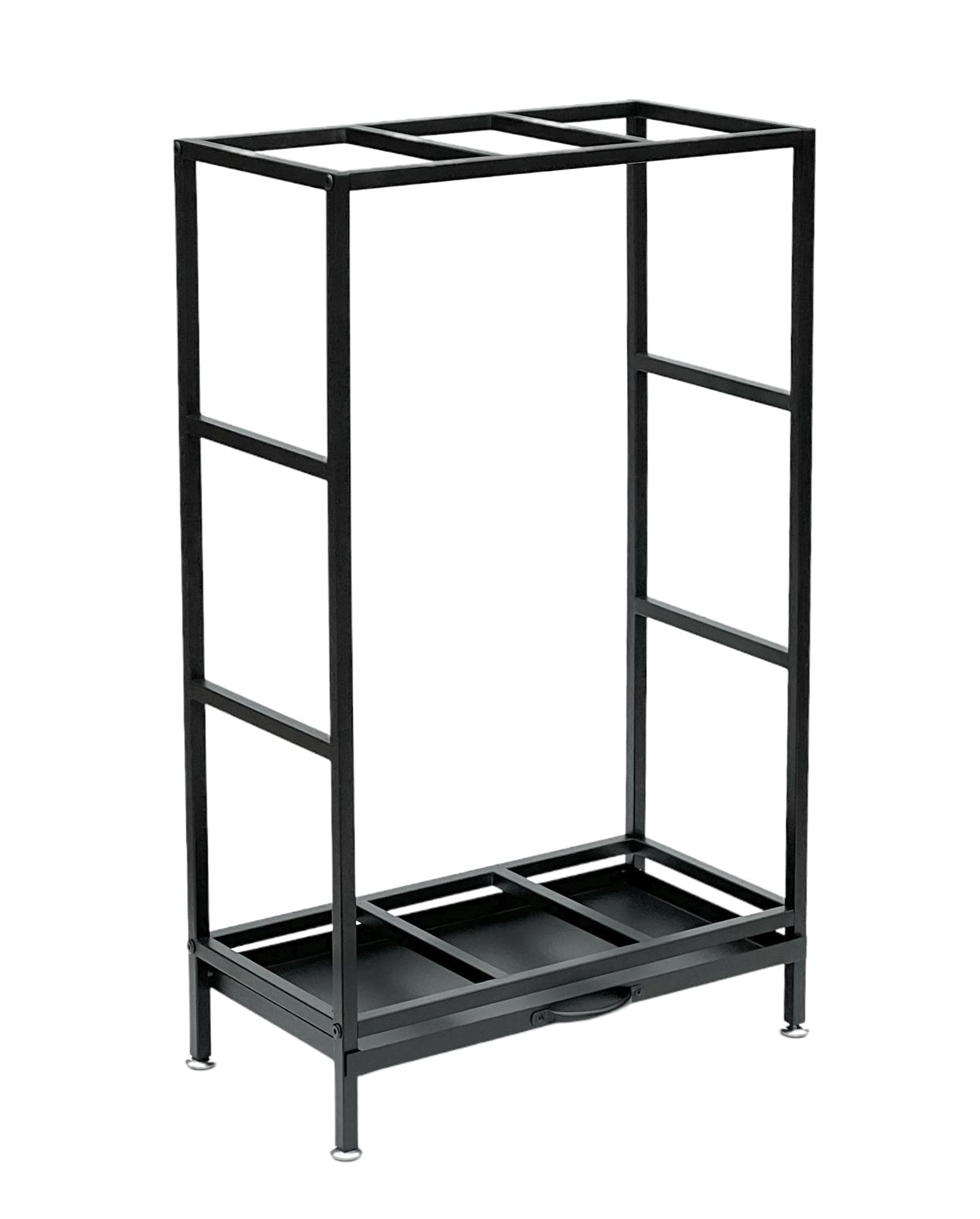 DanDiBo Kaminholzregal Innen Metall Schwarz 80x50x25 cm Brennholzregal Holzaufbewahrung Kaminholzständer mit Schublade