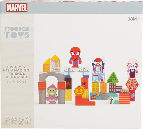 Miniatura 10 de Just Play Disney Marvel Wooden Toys Avengers - Juego de bloques de construcción de 29 piezas, juguetes para niños con licencia oficial para edades