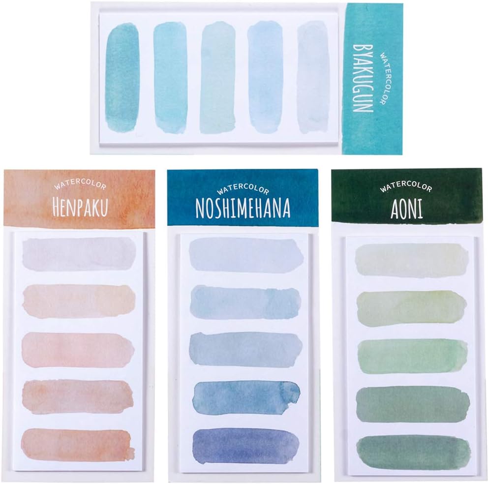 YUBBAEXWatercolor Sticky Notes Set Colorful Memo Stickers with Dotted line -2 3/8" x 4 5/8" 20Pcs/Pack, 4Packs (Forest Smell)