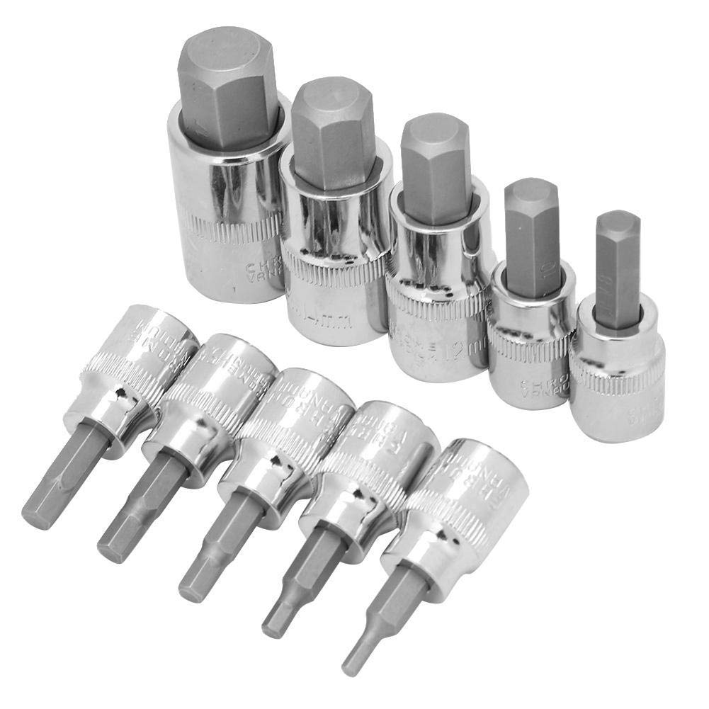 10 szt. Gniazdo sześciokątne, adapter gniazda 3/8" 1/2" 3-17 mm Zestaw wierteł i kluczy nasadowych dla przemysłu budowlanego, przemysłu produkcyjnego, napraw domowych, narzędzi dla przemysłu naprawy