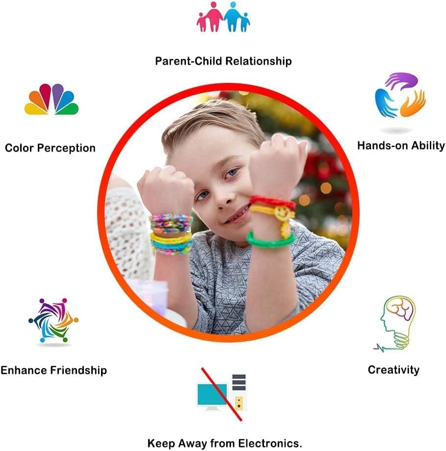 Miniatura 4 de Más de 18,980 bandas de goma, bandas de telar de 37 colores, 600 clips en S, 252 cuentas, borlas, 10 ganchos de mochila, ganchos de ganchillo y