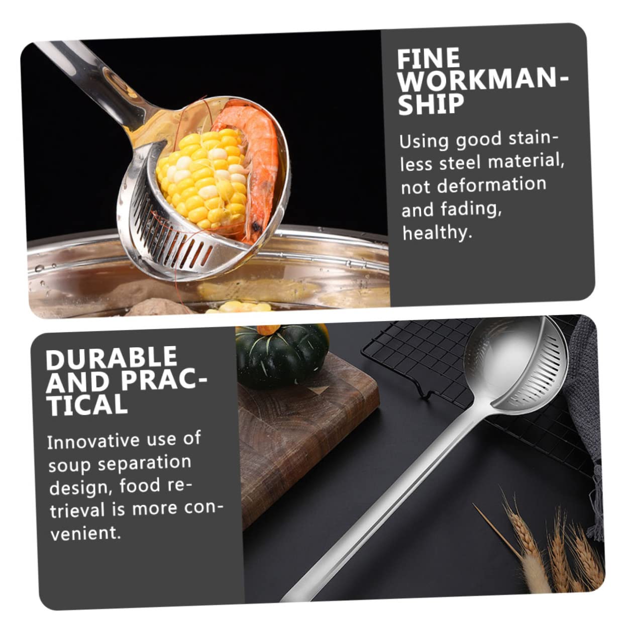 Dual Purpose Soup Spoon Colander Soup Oil Separator Ladle Soup Filter Ladle Grease Filter Ladle Soup Colander Oil Filter Spoon Dual Use Colander Oil Soup Separator Spoon