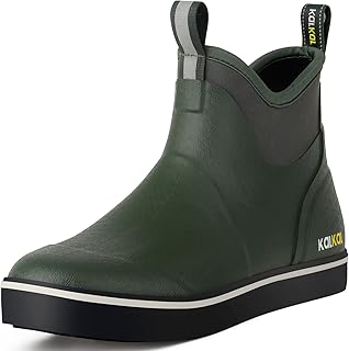 Men's Deck Boots, Waterproof Fishing Rain Boots with High Traction, Men's Rubber Boots For Gardening Fishing Boating Camping Sailing
