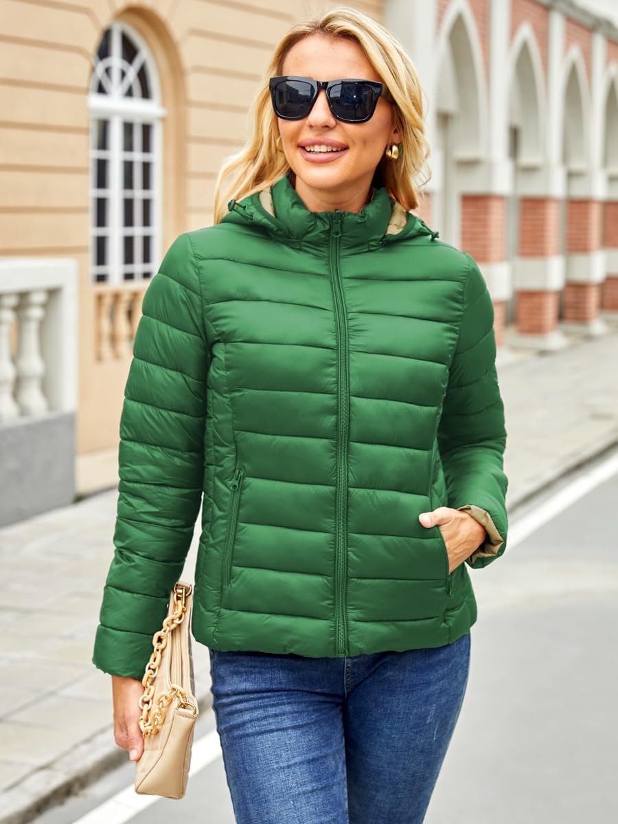 Lightweight Puffer Jacket Womens Winter Coats with Hood Packable Down Jacket Women Quilted Coat - Image 2