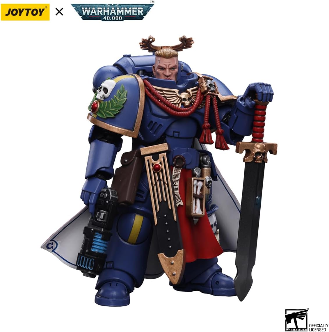 JoyToy Warhammer 40K 1/18 Action Figure Mecha Joy Toy Model Toys Ultramarines Primaris Captain with Power Sword and Plasma Pistol