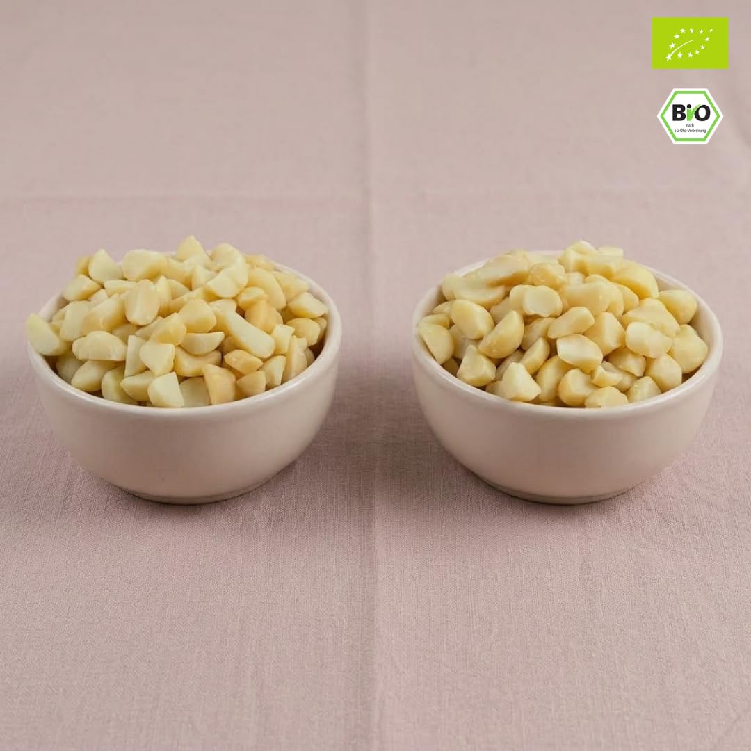 süssundclever.de® Bio Macadamiabruch | Macadamiakerne | 1,0 kg | Macadamia | Style 6 | plastikfrei und ökologisch-nachhaltig abgepackt