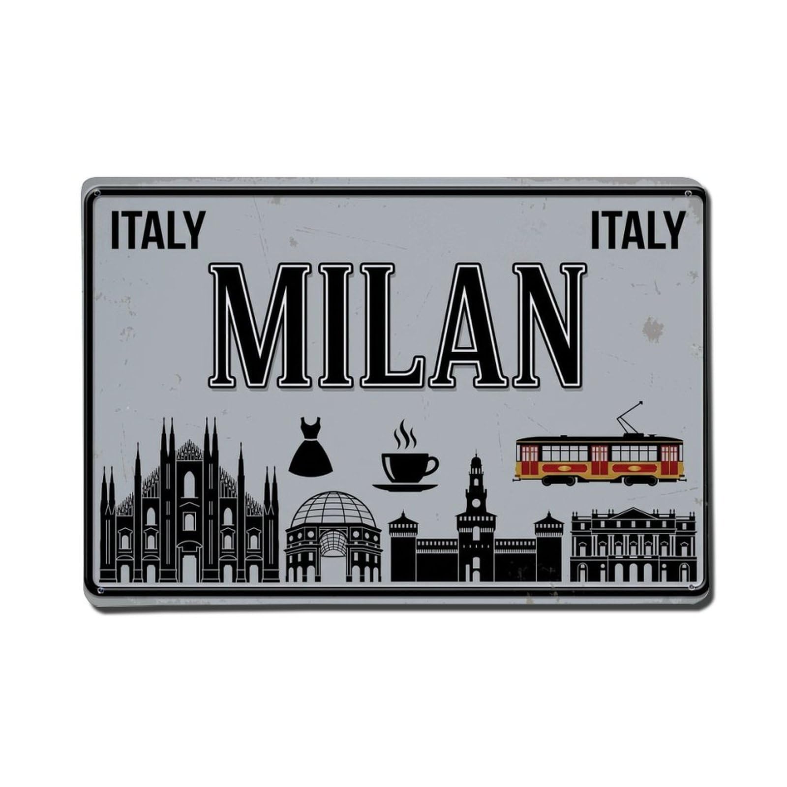 Xanthor Style Vintage Travel Milan Italy Cathedral Fashion Metal Tin Sign