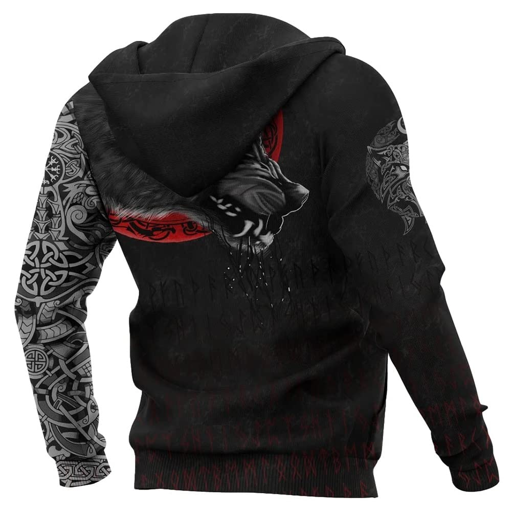 Zestaw swetrów z krótkim rękawem Nordic Viking Wolf 3D Printed, męska kurtka Fenrir Tattoo Graphic Casual Streetwear