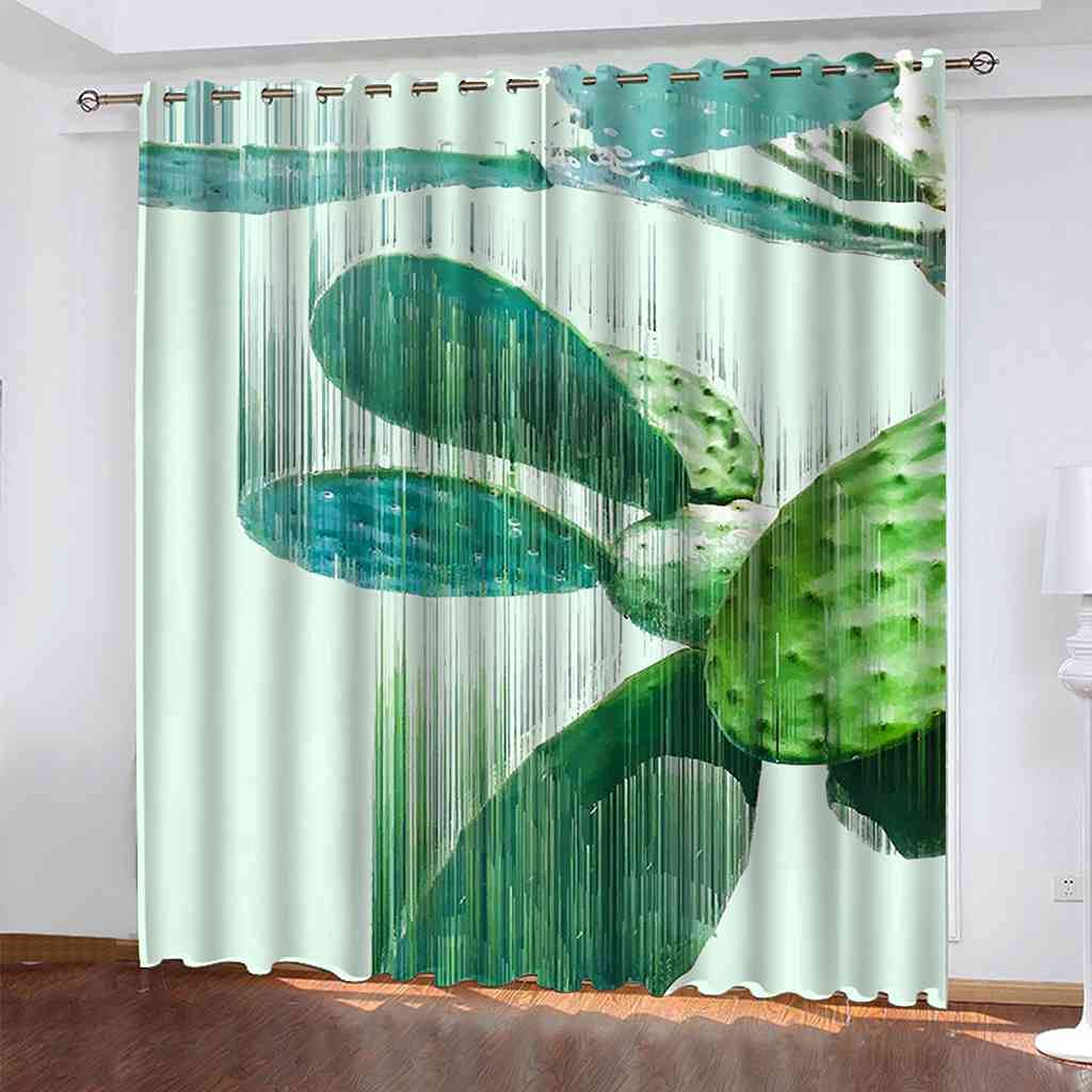 Rideau occultant salon rideau thermique isolant et phonique imprimé cactus 264x242 cm