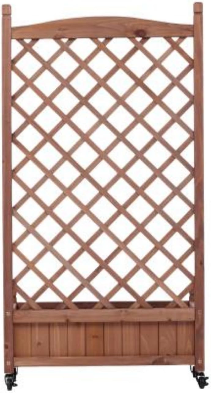 Garden Beds 2-Pack, Planter Stands with Trellis, Raised Beds, Outdoor Wooden Planters, Plant Stands with Climbing Frames