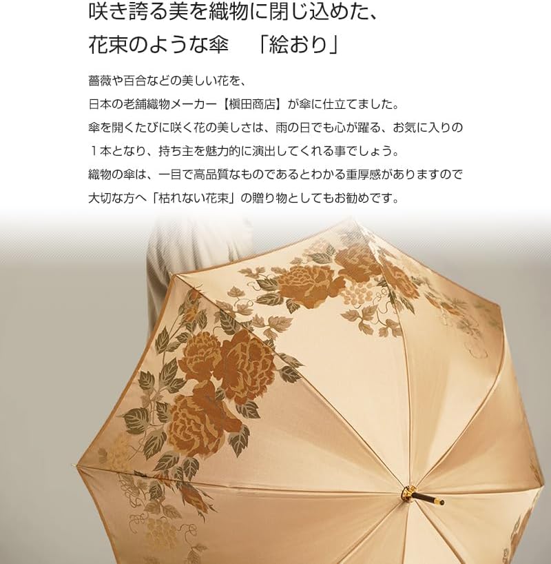 槙田商店 晴雨兼用 長傘 織物の傘 絵おり 日本製 槇田商店 UVカット