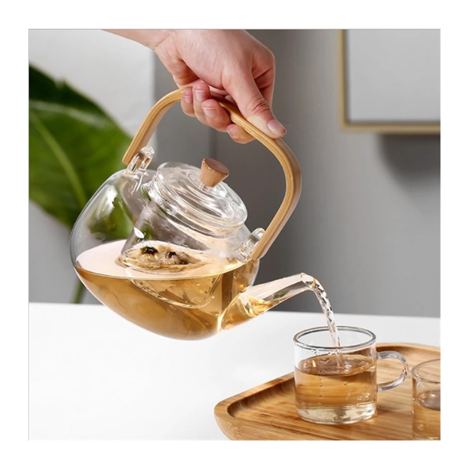 Teekessel Hitzebeständige Glas-Teekanne, klare Teekanne mit Teesieb for Blumen-Chinesen Kaffeekanne