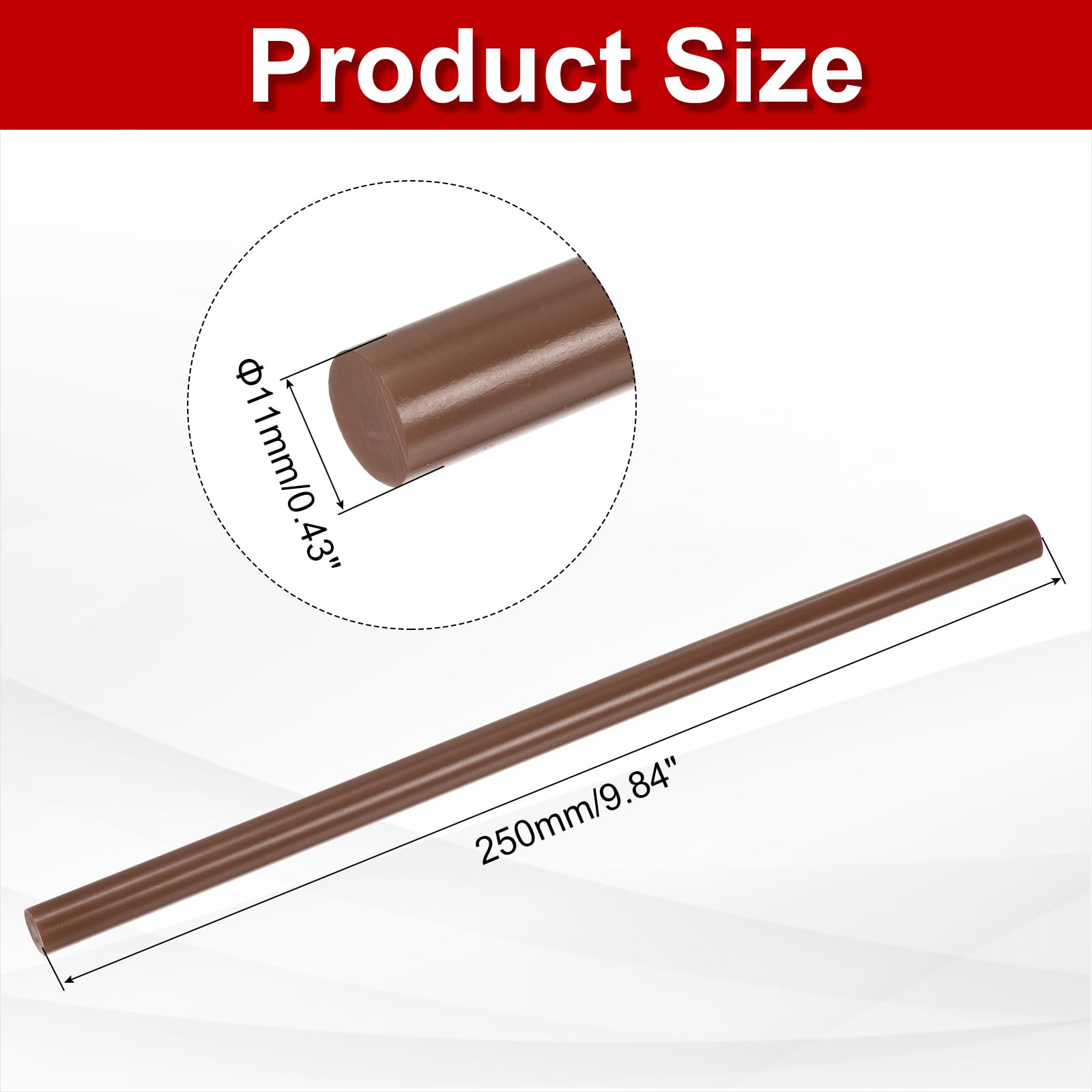 QUARKZMAN 6 Pcs Barras De Pegamento Para Pistola De Silicona Caliente, 9.8" x 0.4" Barras De Pegamento Al Por Mayor Compatibles Con La Mayoría De Pistolas Para Proyectos De Arte DIY, Marrón