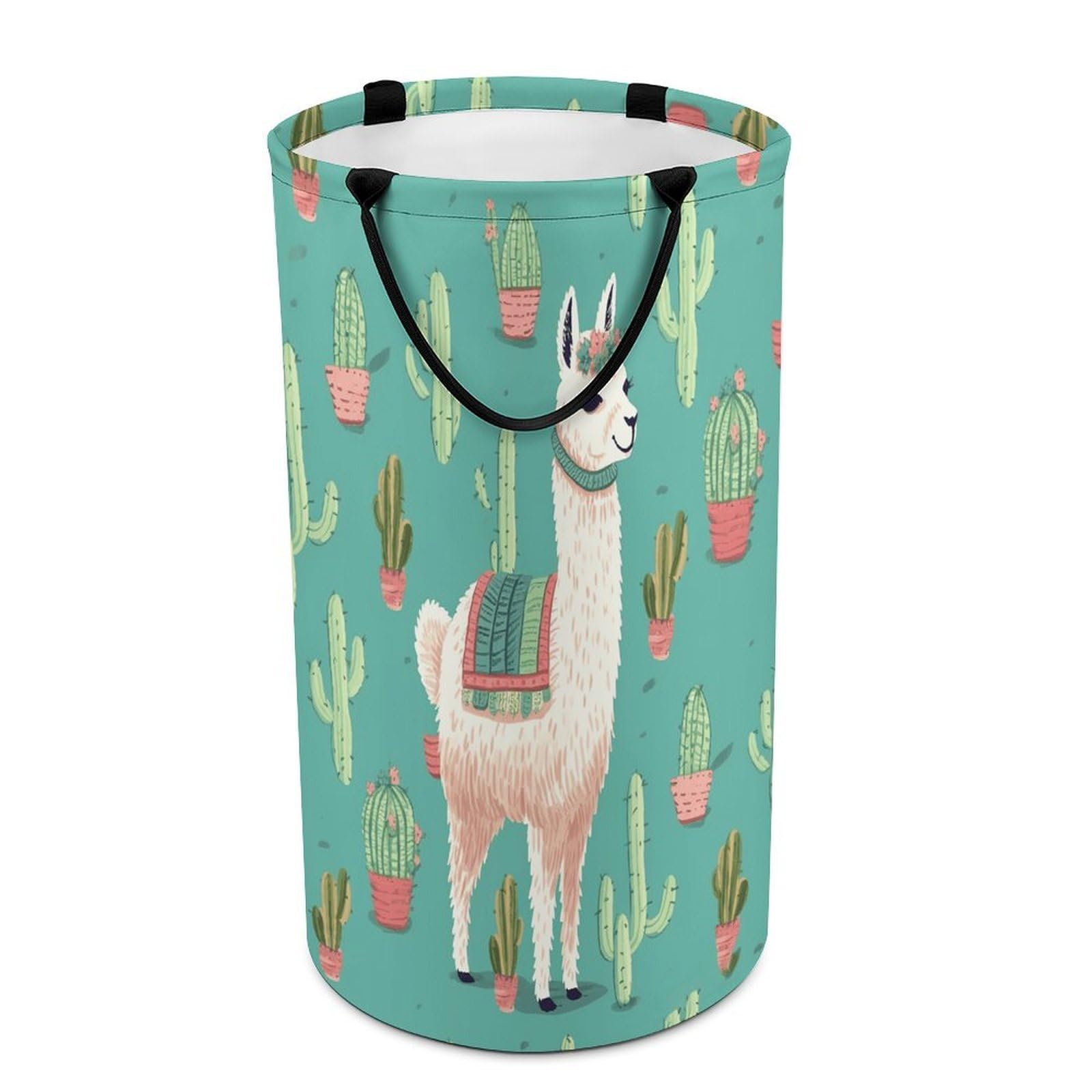 Alpaca Cactus Laundry Basket Waterproof Laundry Hamper Freestanding Collapsible Clothes Hamper with Reinforced Handles 86L Large Foldable Tall Clothes Basket for Bathroom