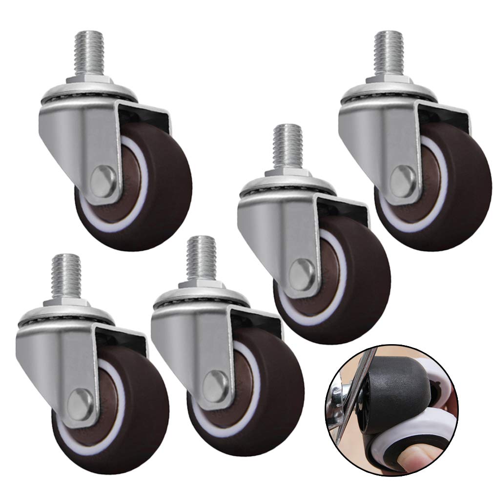 Roulettes pivotantes caoutchouc filetées 38mm 50mm avec frein universel meuble