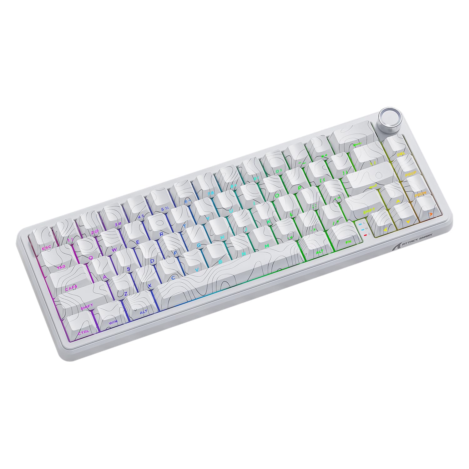 ATTACK SHARK X65PRO HE Rapid Trigger Keyboard, Magnetic Keyboard, Gaming Keyboard, Magnetic Switch, Tri-Mode, 0.01mm RT Accuracy, 0.125ms Latency, 8K Polling Rate, 128K Scan Rate, Dye-sub PBT Keycap
