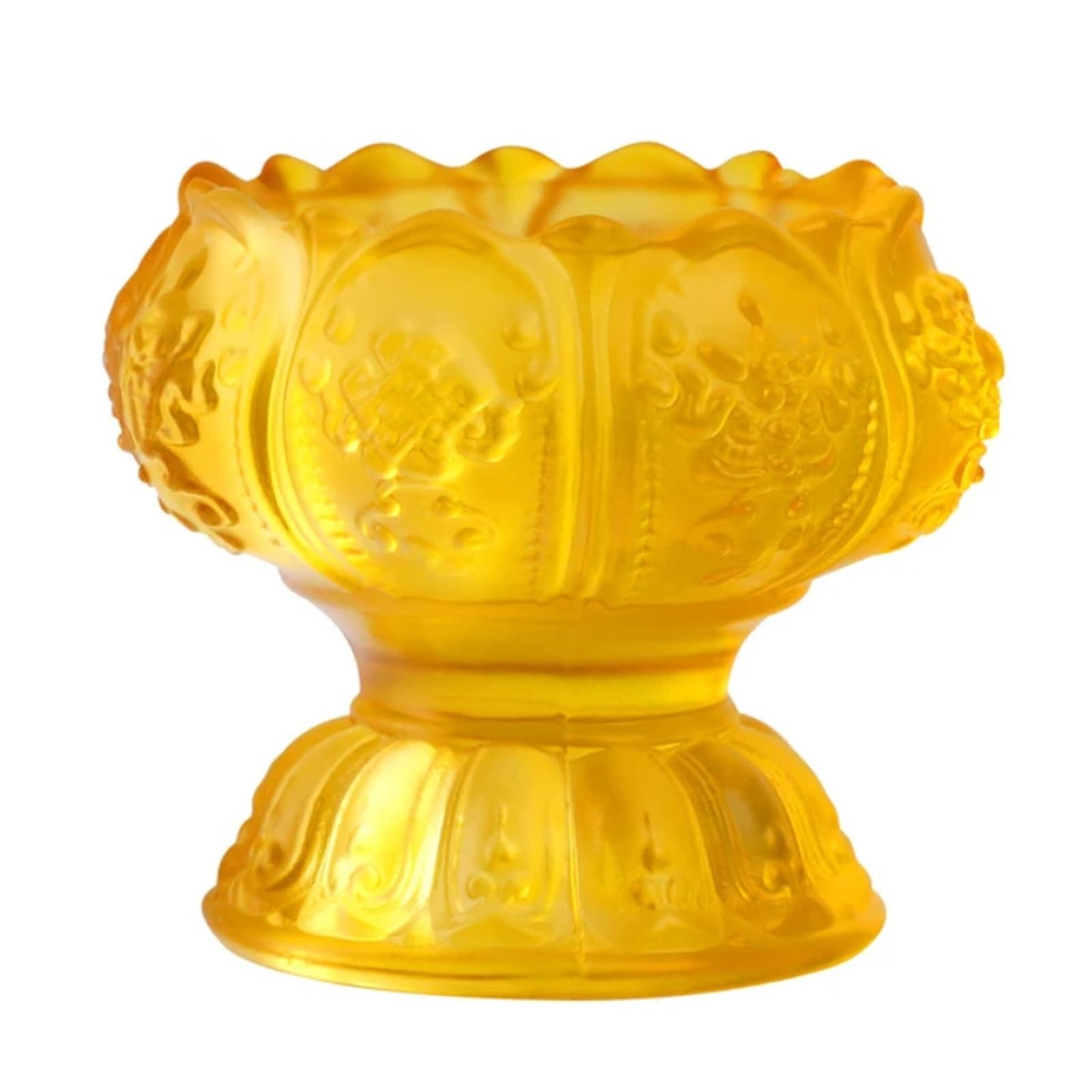 Yellow Buddhist Candle Holder, Yoga Meditation Decor Candlestick for Home Altar Living Room Decoration