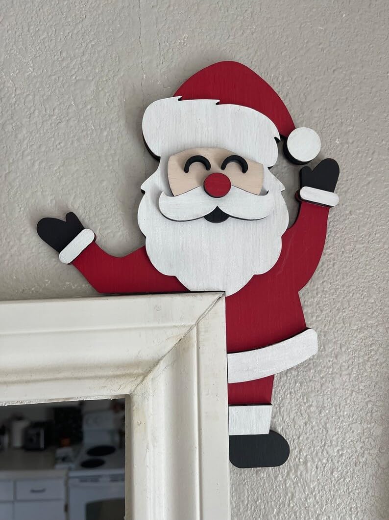 Santa Claus Door Frame Decoration Christmas Themed Door Topper Corner Decor for Indoor Outdoor Wall Home Office