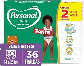 Fralda Personal Baby Total Protect Pants Super XXG, 36 unidades