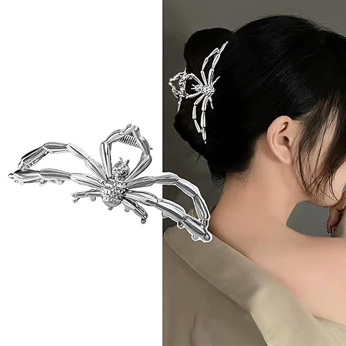 Pinzas de metal plateado en forma de araña, accesorios divertidos y lindos para mujeres y niñas, horquillas antideslizantes de sujeción fuerte para