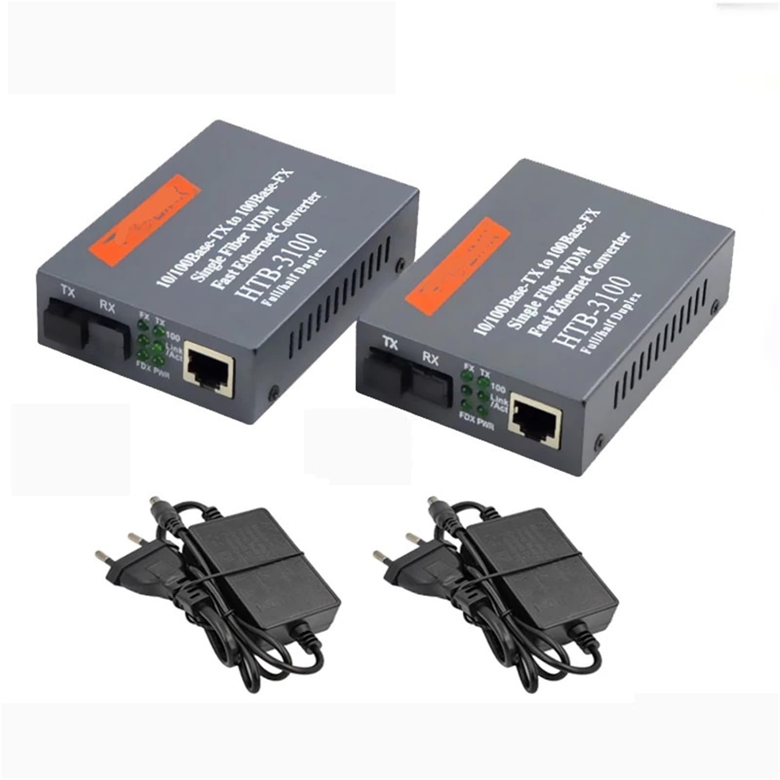 Convertisseur de média Convertisseur de média HTB-3100 Fiber optique monomode, Port SC, 20KM, alimentation externe 10/100M(4 pair)
