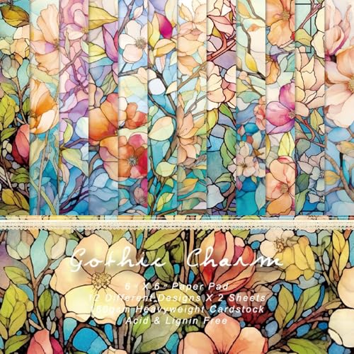 Carta Decoupage Fiori 24 Fogli,12 Modelli,15.2 x 15.2 cm,Carta Scrapbooking Decoupage Stamperia Paper Carta Decorativa Vintage (A, 15.2 x 15.2 cm)