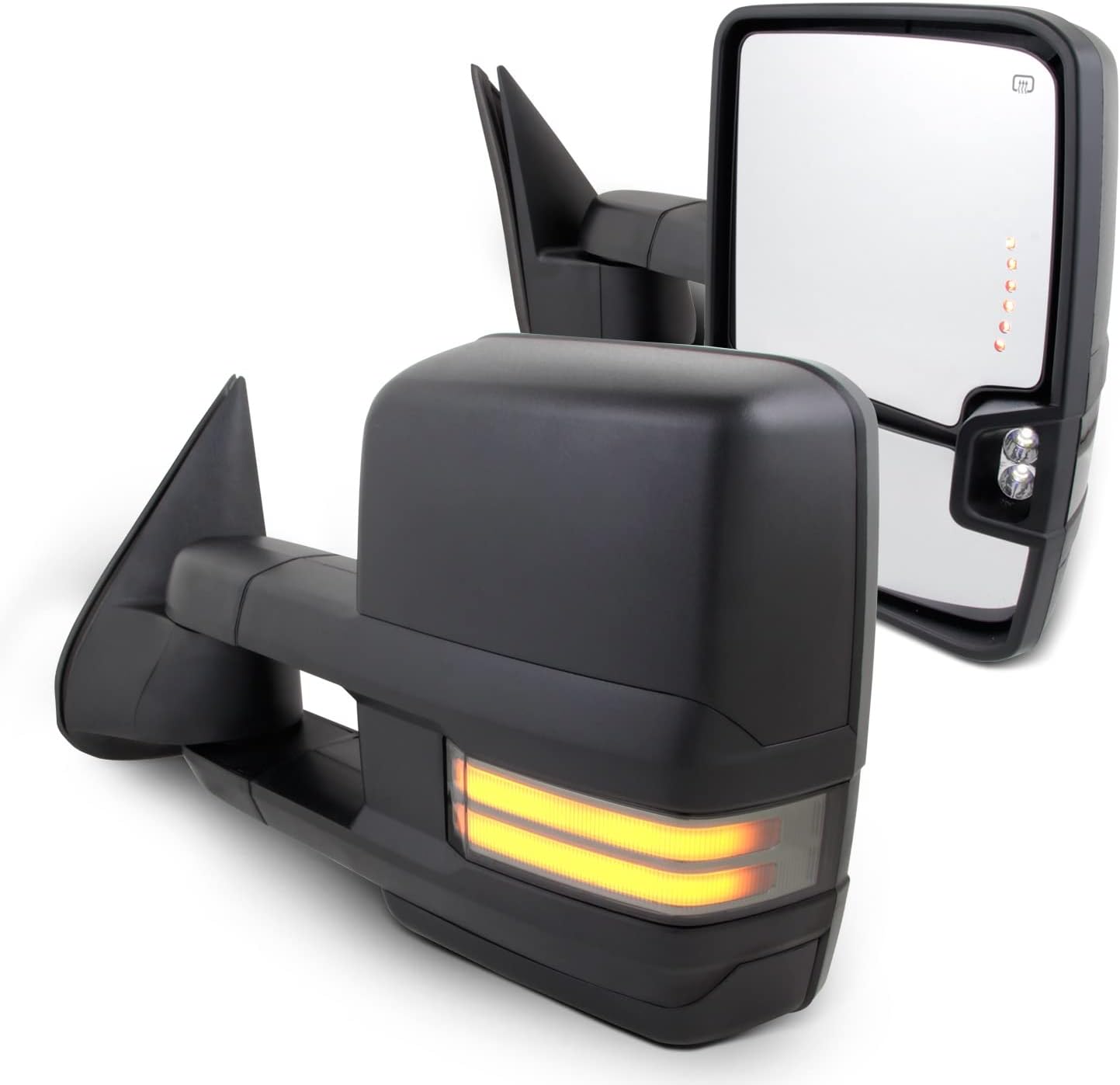 AKKON - For 03-06 Silverado Sierra Pair of Powered + Heated Glass + Sequential Turn Signal Side Black Towing Mirrors