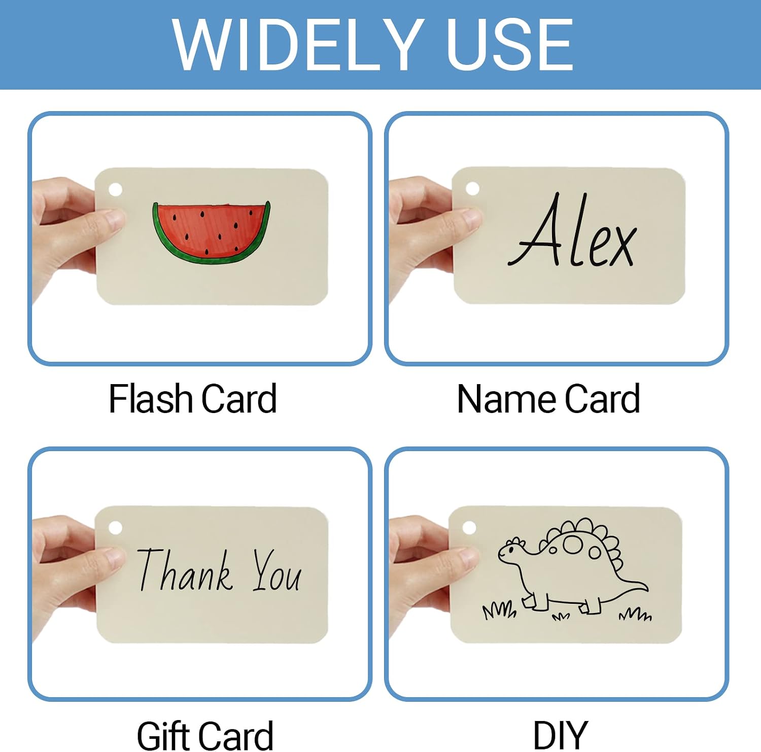 zmybcpack 6 Pack 3x5 Inch Blank Flash Cards with Binder Rings image 4