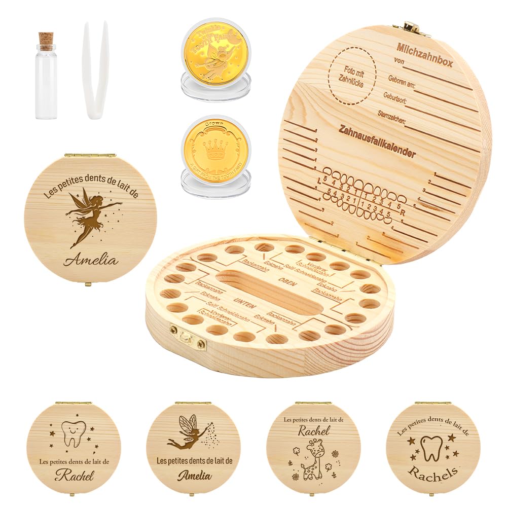 Boîte à Dents De Lait En Bois Personnalisée - Prénom Enfant + Texte - Fabrication Française