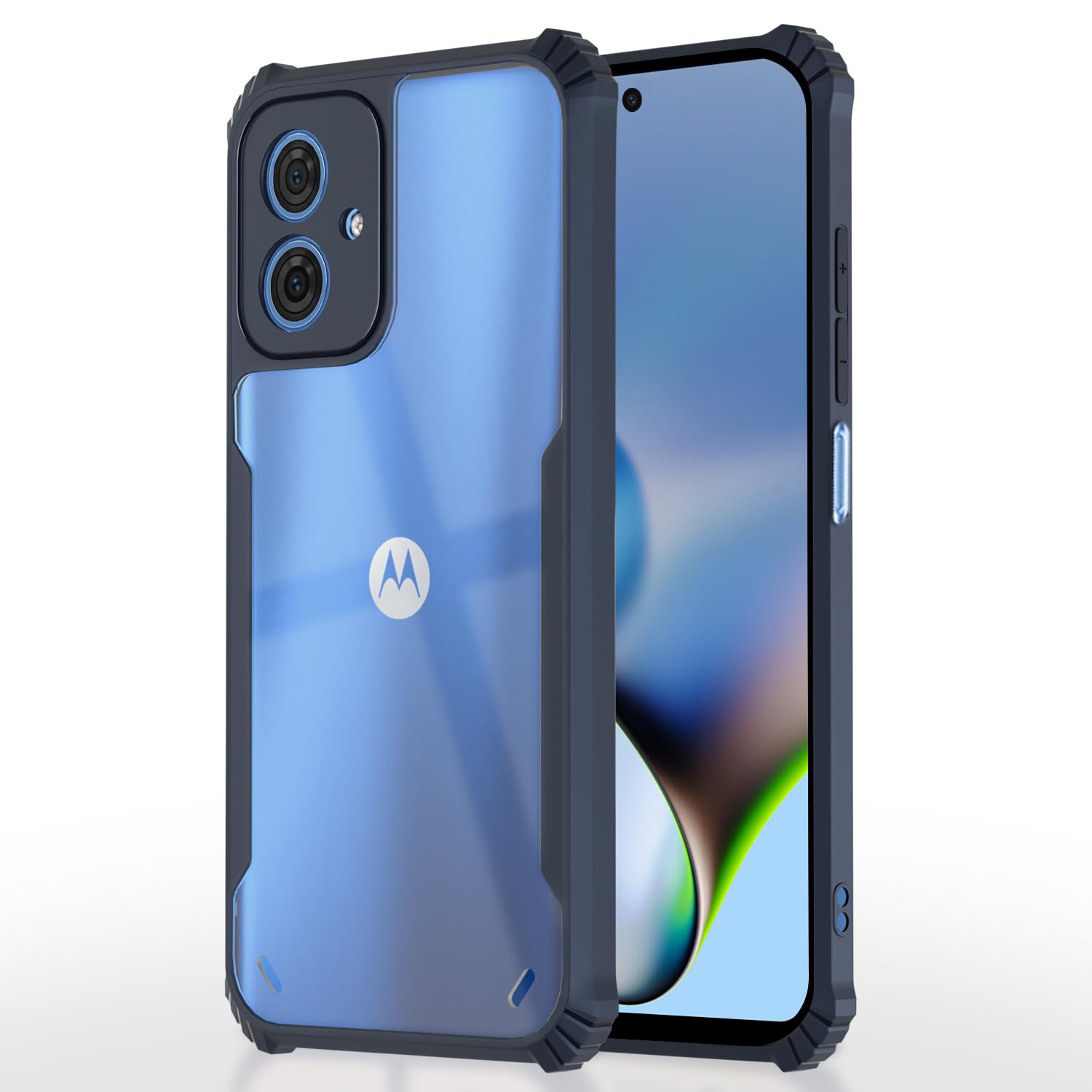 Amazon Basics Back Cover for Moto G54 5G/ Moto G64 5G | Crystal Clear Transparent Back | Ultra Hyrbid | Full Camera Protection | Raised Edge | Bumper Cover (Blue)