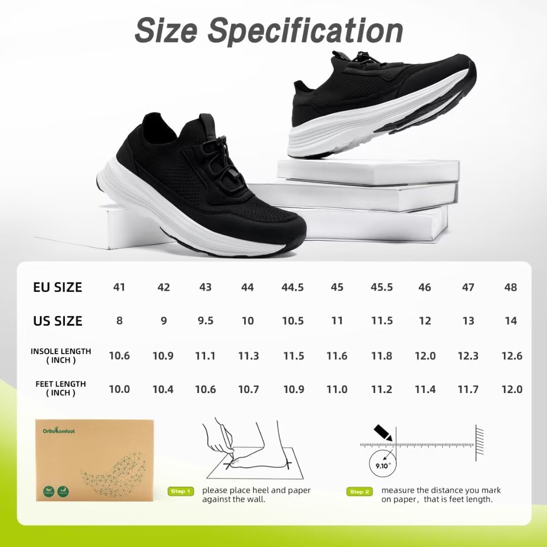 OrthoComfoot Men's Orthopedic Slip-On Loafers Walking Shoes: Comfortable Casual Arch Support Plantar Fasciitis Thick Sneakers, Breathable Work Tennis Orthotic Flat Feet Shoes for Foot Pain Relief - Image 9