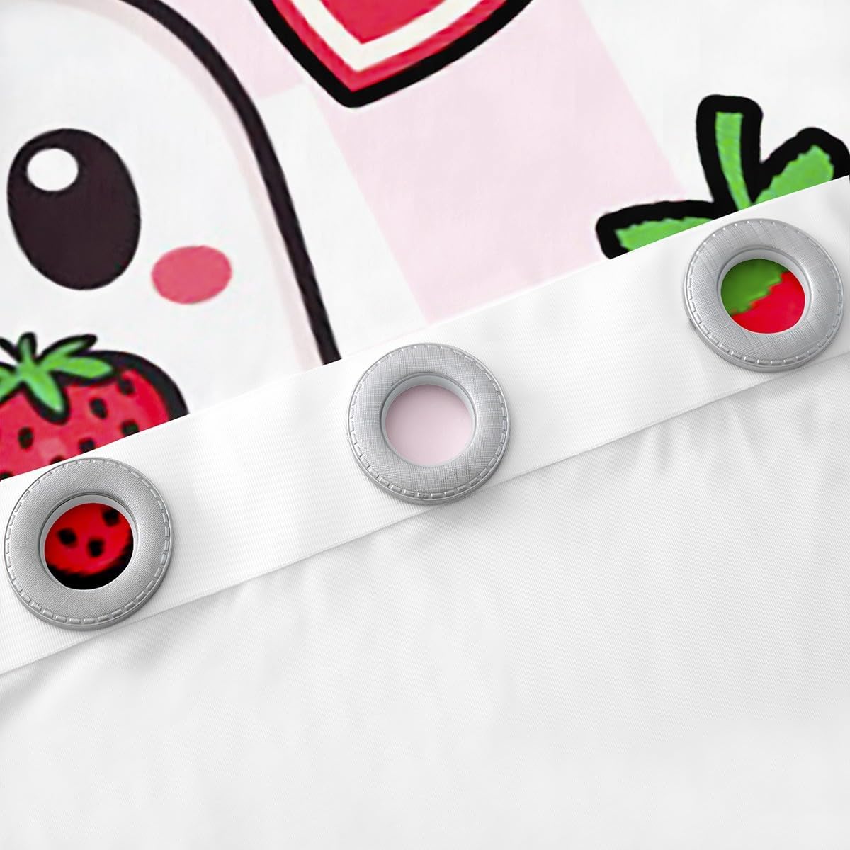 Cute Ghost Blackout Curtain Red Strawberry Heart Flower Window Drapes for Kids Girls Adults, Halloween Pink White Plaid Window Treatments, Grommet Top 2 Panel Set Bedroom Curtains, 42Wx84L inch