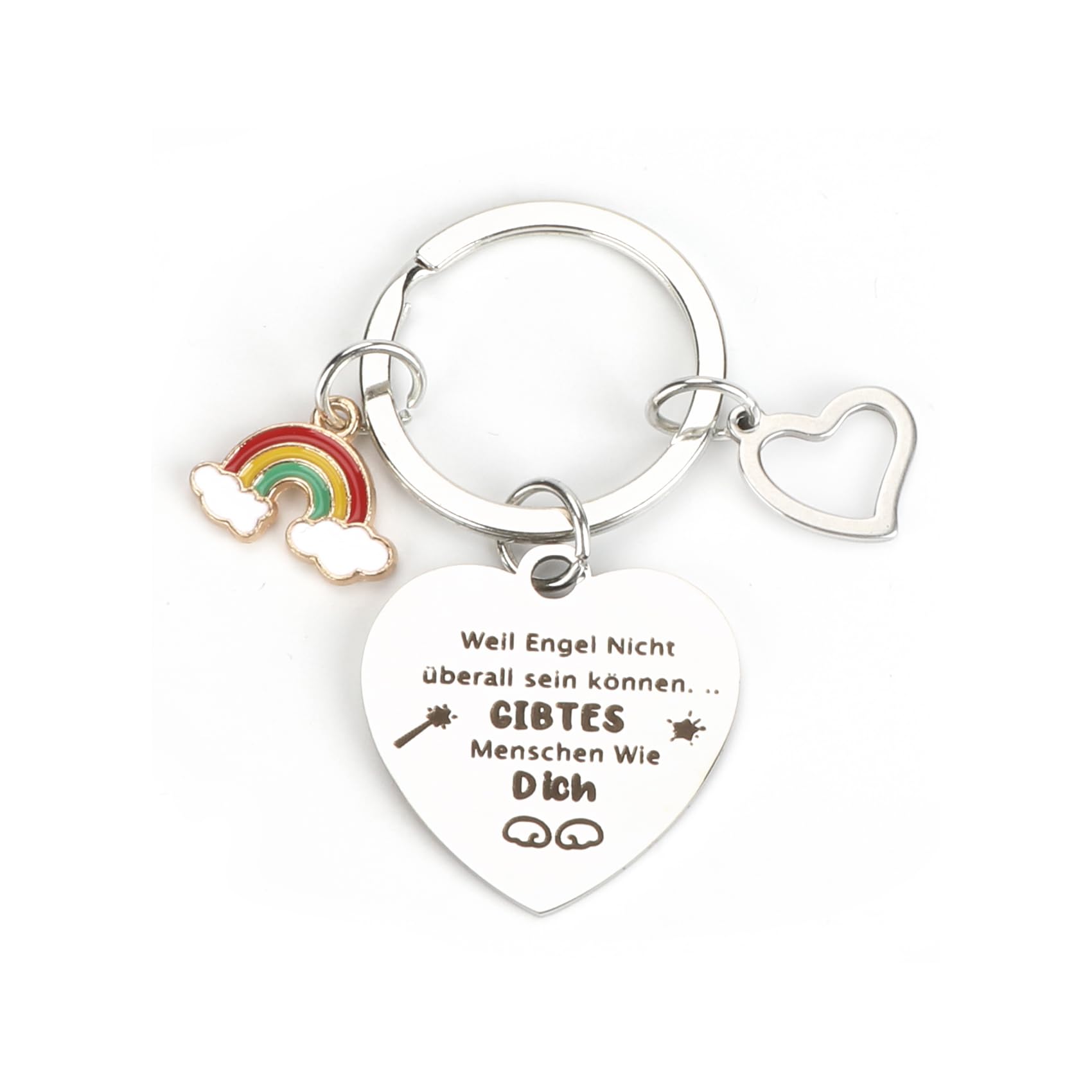 Tranbath Schutzengel Schlüsselanhänger mit Engel und Regenbogen, personalisierter Auto Glücksbringer für Frauen und Männer, Geschenke Für Frauen, Die Freundschaft Und Liebe Ausdrücken