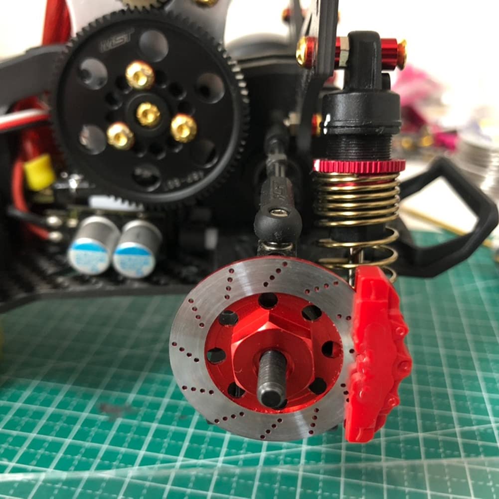 Viupolsor 4PCS Metal Brake Disc Rim Box Metal Hex Adapter 12mm for 1/10 Sakura D4 On-Road RC Car Parts,Red