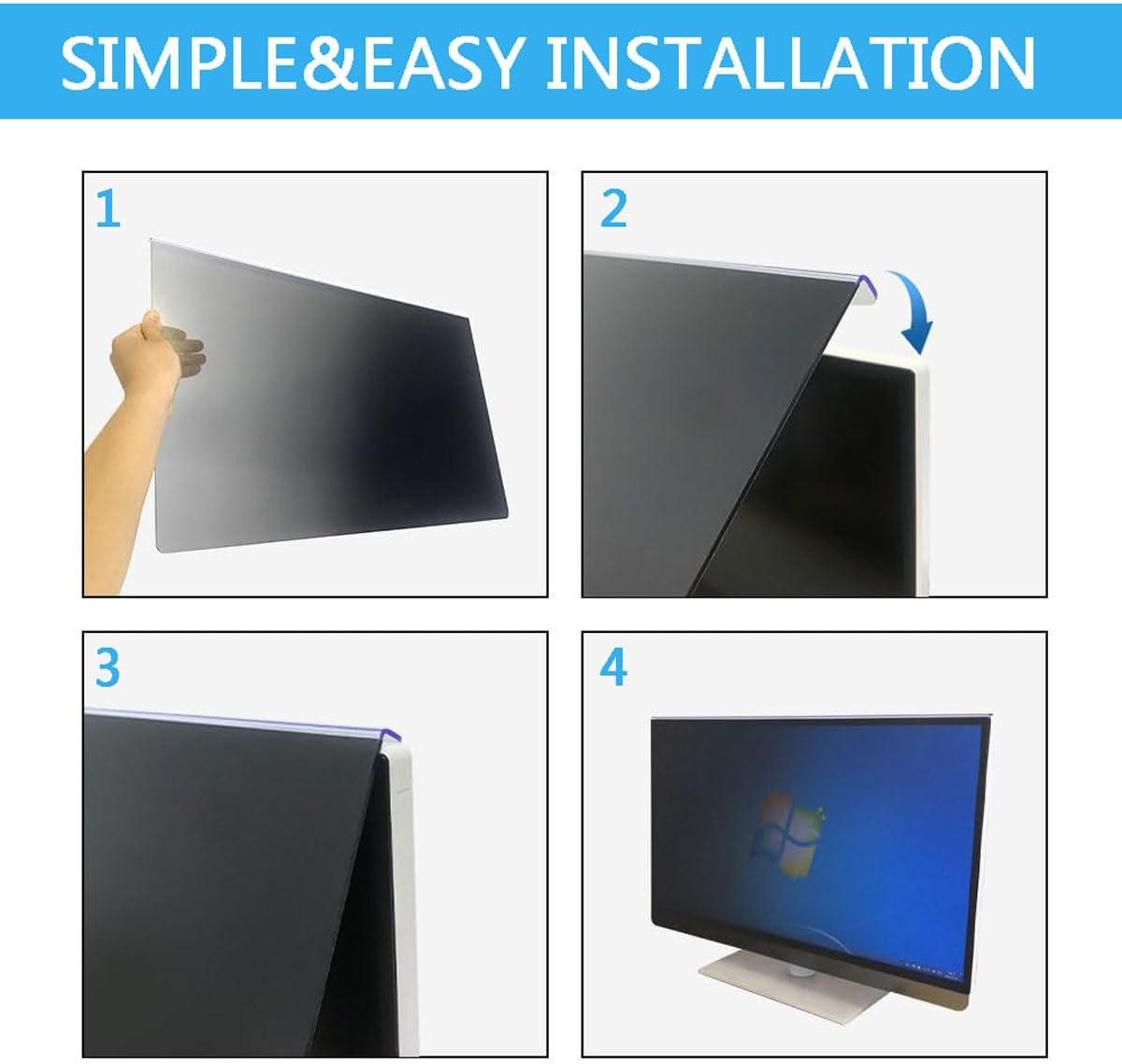 Acrylic Computer Privacy Screen Filter High Clarity Anti Glare Monitor Protector Anti-UV Anti-Blue Light Anti-Scratch 22-27 Inch Protector Film - Hanging Type Traceless / 27Inch/612.6x356mm