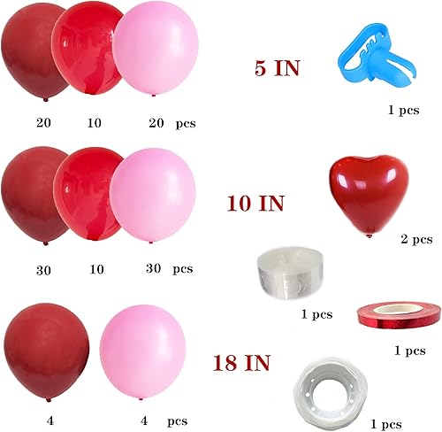 Miniatura 2 de Kit de arco de guirnalda de globos de fiesta del día de San Valentín con globos de corazón rosa y rojo para propuesta del día del mes de compromiso,