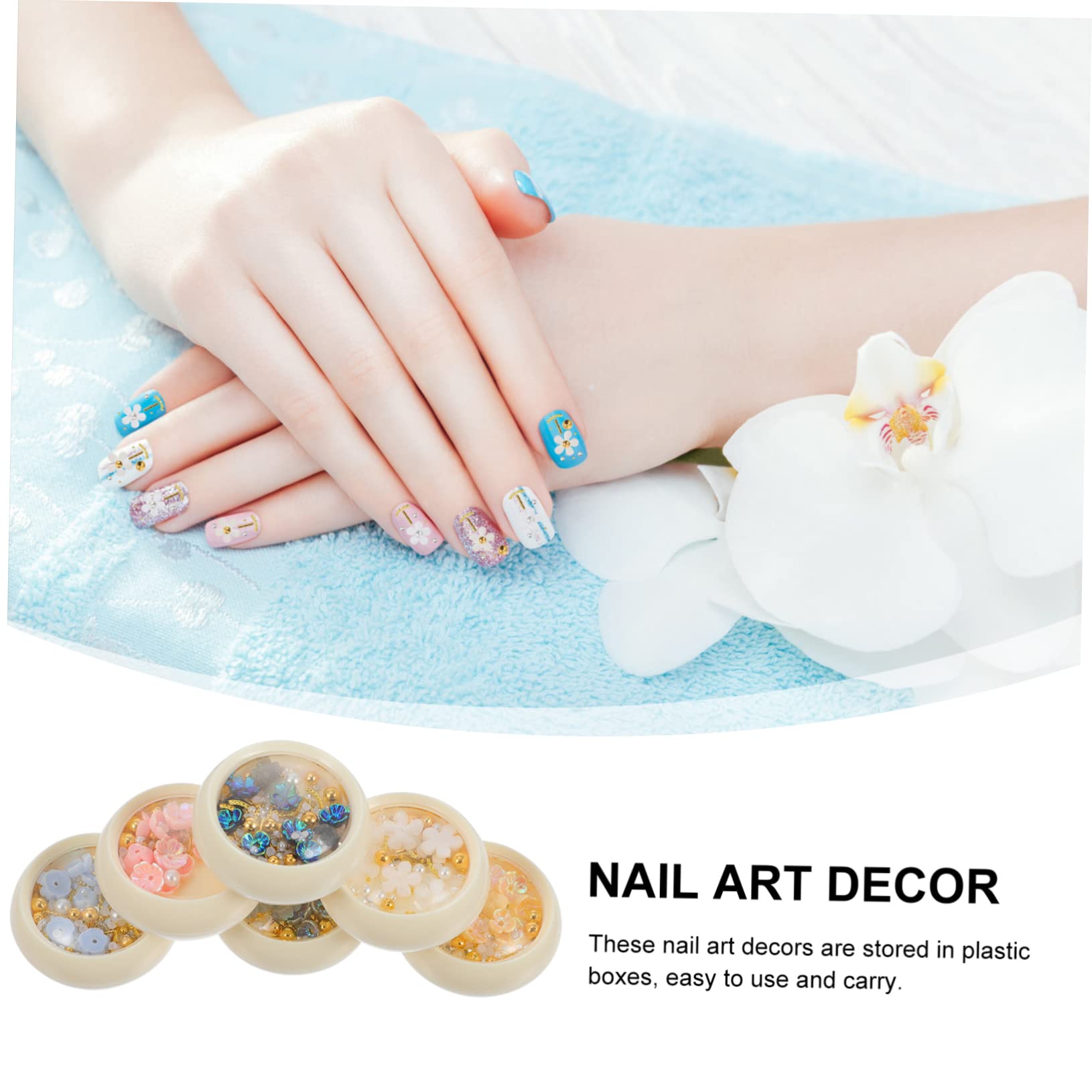 2 Set Decorazioni Per Unghie Resina Charm Per Nail Art Per Manicure E Decorazioni Te Per Casa E Salone 6 Scatole*2