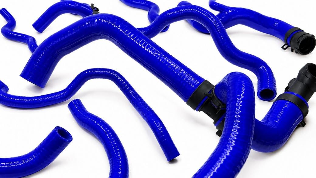 Kit di 10 tubi per acqua di raffreddamento, colore blu, in silicone, adatto per Golf 5 R32, 3,2 l, 24 V, 6 marce, 02Q 02M 1K0121051M 10100112
