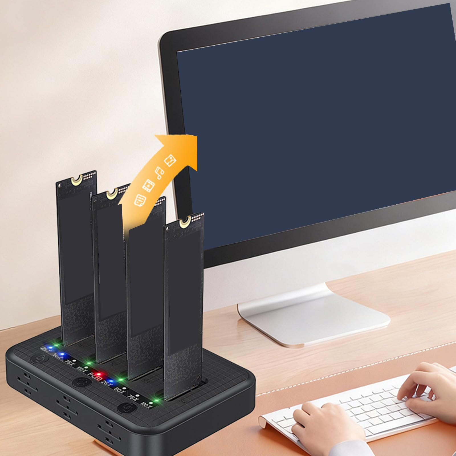 Dock di memoria SSD a 4 slot di tipo C con display luce frontale, 10