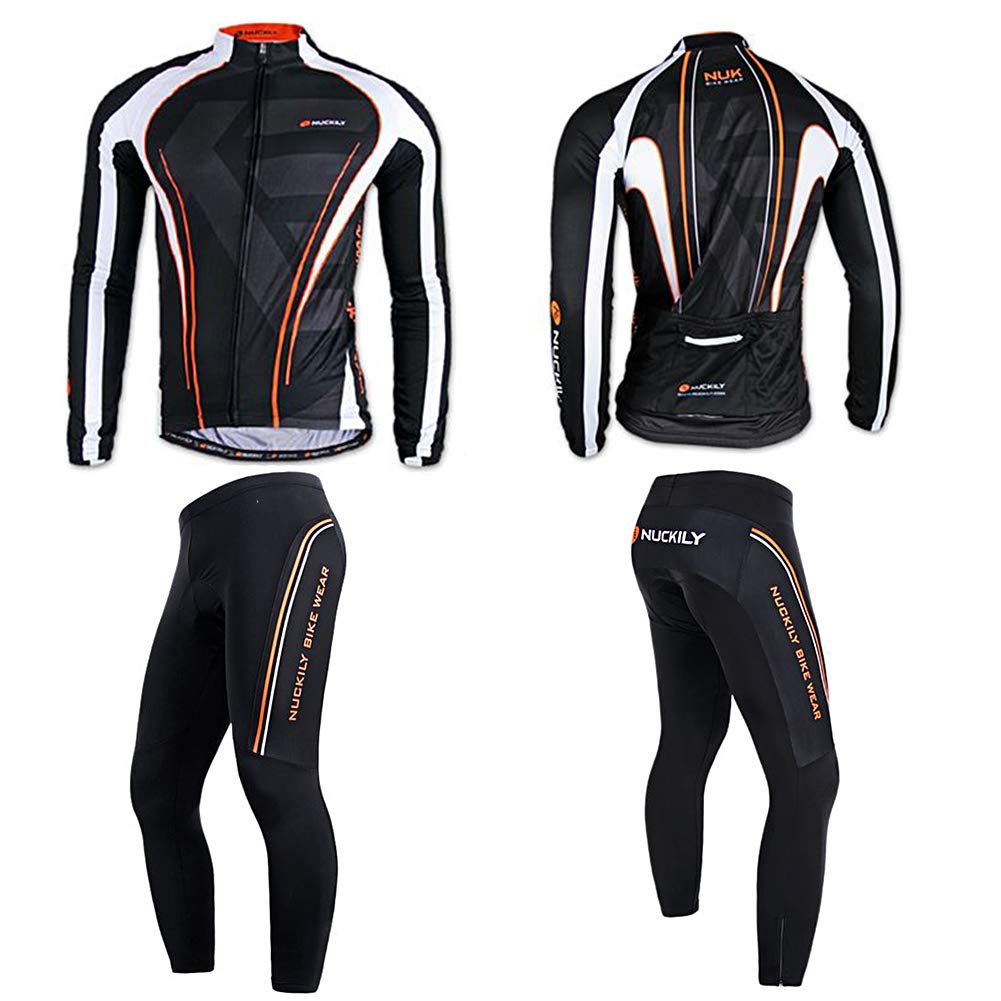 RMane Trajes de ciclismo para hombre de forro polar, juego de maillot de ciclismo de manga larga, chaqueta de ciclismo + pantalones de ciclismo acolchados 3D S - 2XL