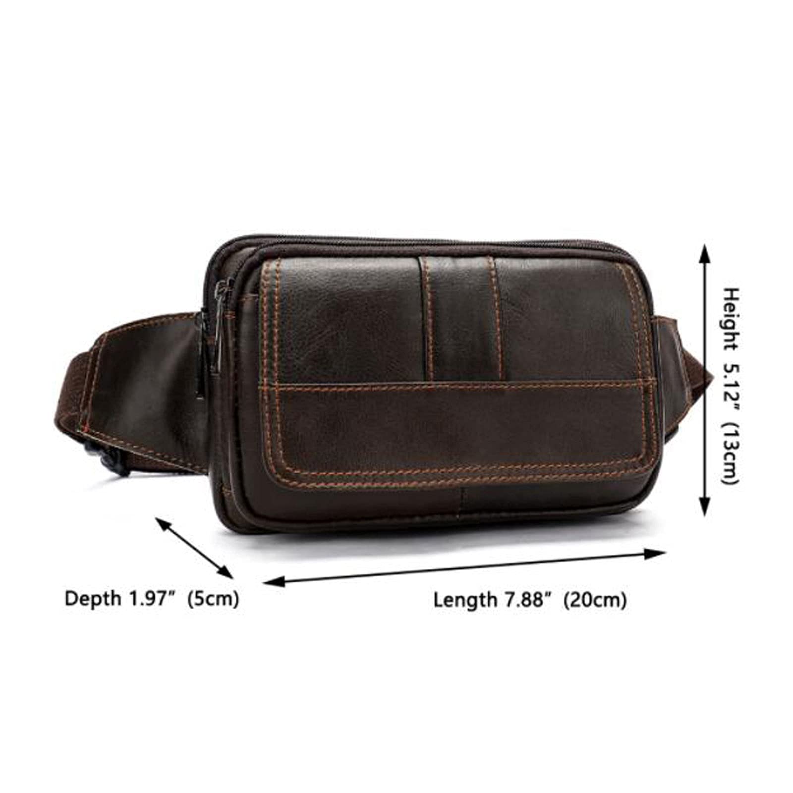 Bum Bag męska torba na talię skórzana męska nerka męska torba na pasek dla mężczyzny saszetka na pasek na telefon torby biodrowe paski podróżne saszetki na talię, Brązowy (2), Jeden rozmiar