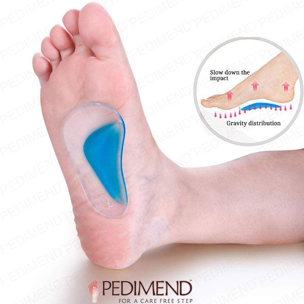Pedimendtm autoadesiva arcata (4PAIR – 8PCS) | Pad per piede piatto/fascite plantare/High Arches | silicone gel Piedone correzione inserti | unisex | Foot Care