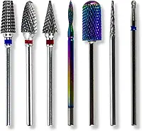 Kit 7 Brocas Tungstênio Diamantada + Caixa Suporte Unhas Gel