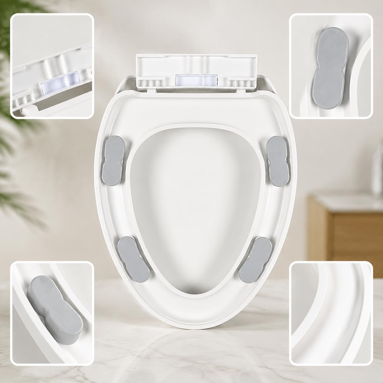 Sedile Del Water con Coperchio Rialzato Ispessito a Chiusura Design a V Sgancio Rapido Universale in Materiale Polipropilene Resistente atto per Bagno di Casa E Sanitari