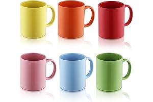 Evanda Colorful Ceramic Coffee Mugs Set (6 Pieces, 12oz)