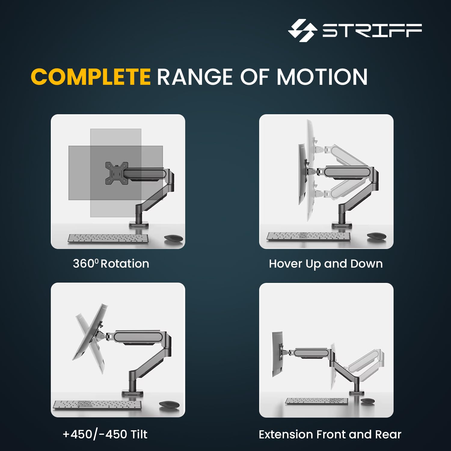 STRIFF Monitor Stand - Full Motion & Height Adjustable -7