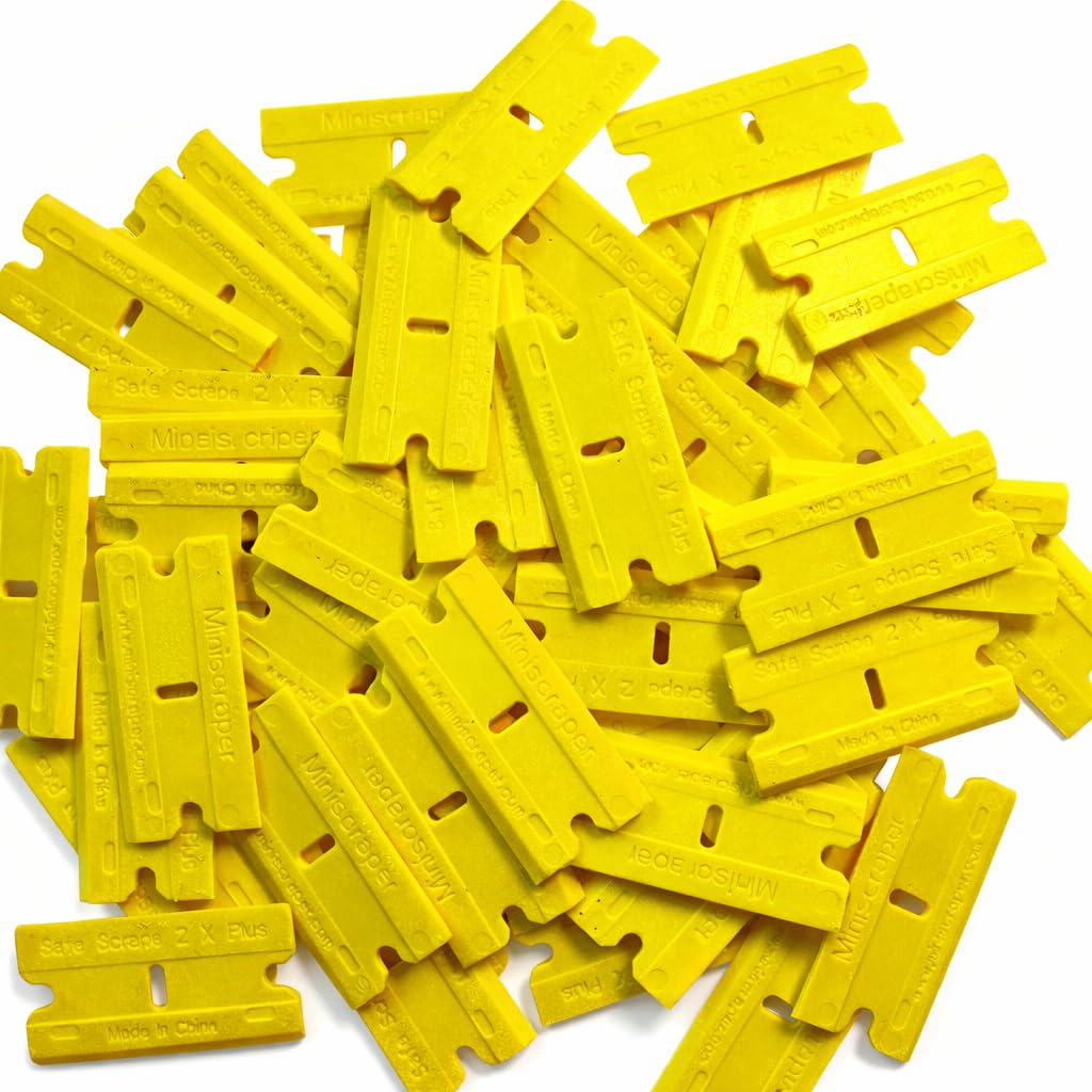 1 Pack (100pcs) 2X-Plus Double Edged Plastic Razor Blades with a Thicker and Thinner Edges