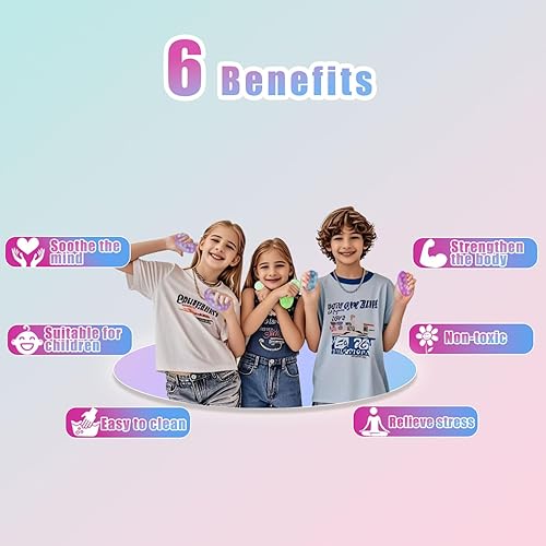 Miniatura 4 de Pelotas de hielo con copos de nieve en el interior, paquete de 4 (azul, verde, rosa, morado) - Juguetes sensoriales antiestrés para apretar y